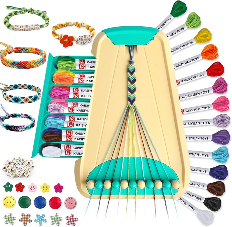 Maynacs Arts and Crafts for Kids Ages 8-12,Friendship Bracelet Making Kit for Girl,Kids Jewelry Making Kit with 28 Pre-Cut Threads,Christmas Birthday Gifts for Ages 6 7 8 9 10 11 12 Year Old Cyan - Image 1